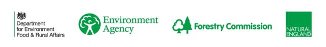 Defra, Environment Agency, Forestry Commission and Natural England Logos