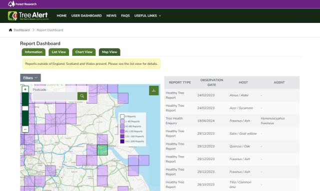 TreeAlert dashboard screenshot